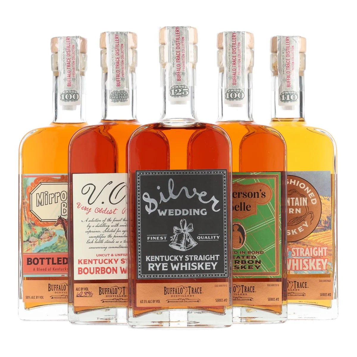Buffalo Trace Prohibition Whiskey Collection (2023, 5 Bottles, 375 ml)